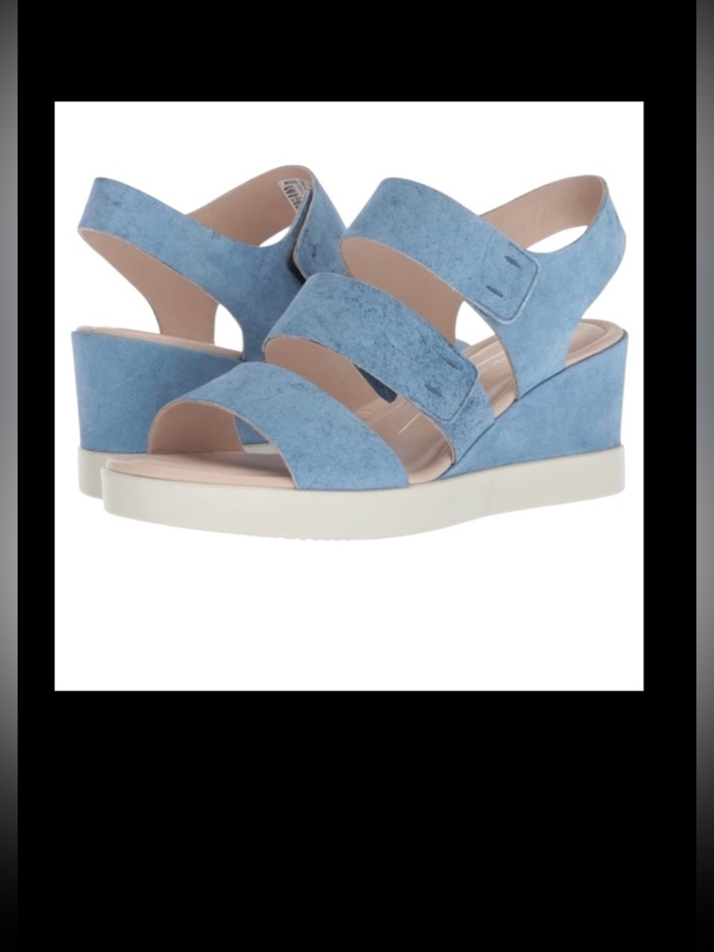 Ecco‎ Shape Wedge Plateau Platform blue Sandals Indigo Leather Shoes size 7